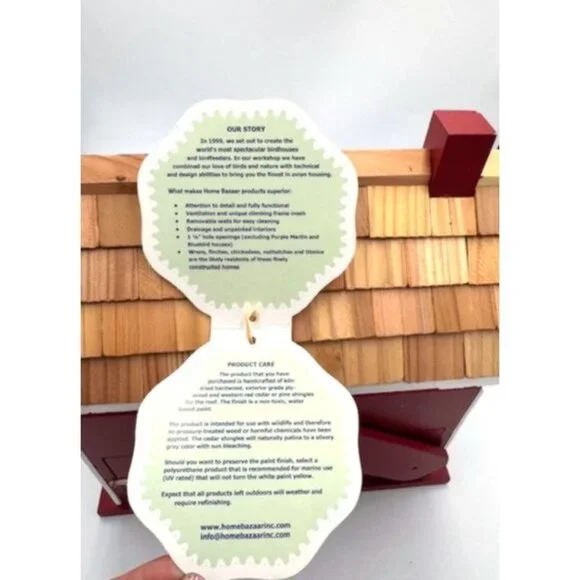 NWT Decorative Red & White Birdhouse w/Shingle Roof & Festive Holiday Accents - Picture 10 of 11